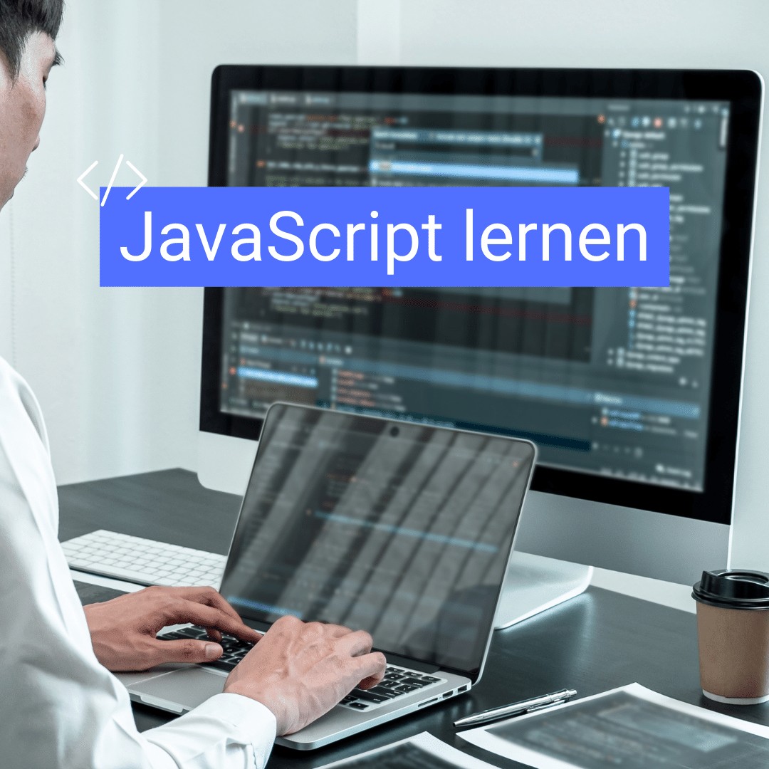 Ein Mann coded am Laptop mit JavaScript